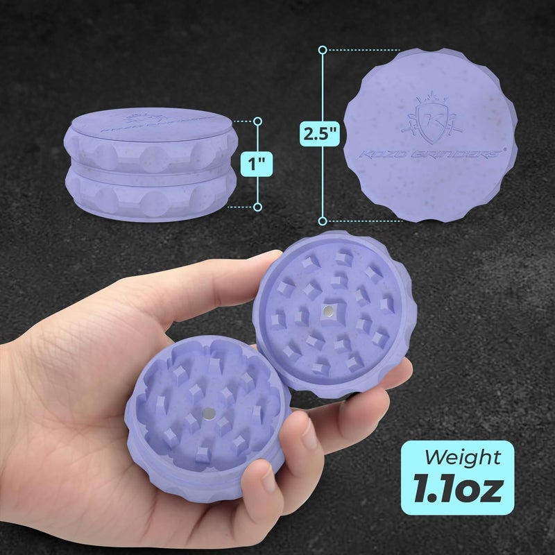 KOZO 2.5" Grinder 2-Piece Strong Grip (Blue) - Image 2